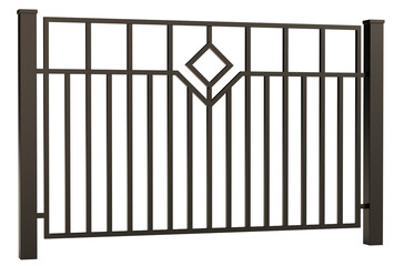 A black metal fence with a diamond pattern
