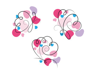 Abstract Pink Purple Blue Swirls and Spots Design Elements for Backgrounds