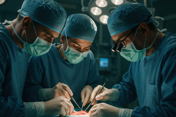 Medical staff busy in operation at the operating theater (OT). 