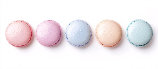 Obraz premium Colorful Assorted Macarons on White Background