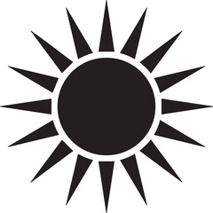 Sun Icon Silhouette Vector | Radiant Black Vector Art Illustration for Summer