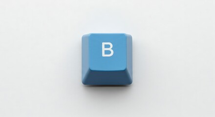 Single Blue B Keycap on White Background
