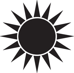 Sun Icon Silhouette Vector | Radiant Black Vector Art Illustration for Summer