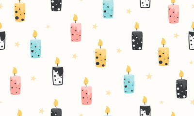 Birthday  seamless pattern, candles seamless pattern, packaging, wrapping paper, textile, fabric, celebration,, party, gift, decoration 