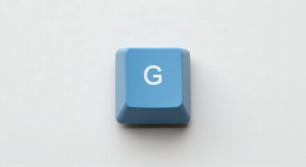 Isolated blue keyboard key with letter G on white background