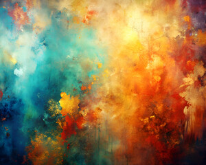 Obraz premium Dynamic abstract painting with vibrant colors.
