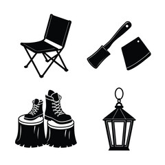 Camping Gear Silhouette Set: Essentials for Outdoor Adventures