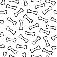 Seamless Pattern of Chew Bones for Dogs in Outline Style