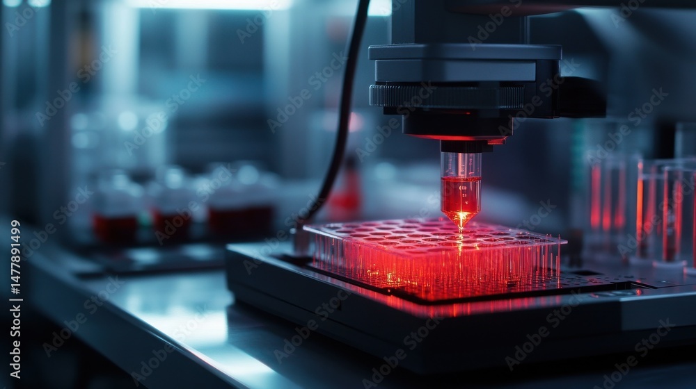 Poster innovative technology showcase advanced microchip development in a modern electronics lab high-tech 