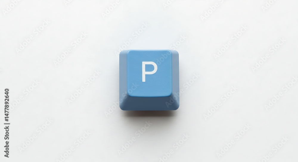 Poster isolated blue p key from a computer keyboard