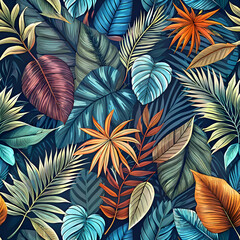 Vibrant tropical leaf pattern design.