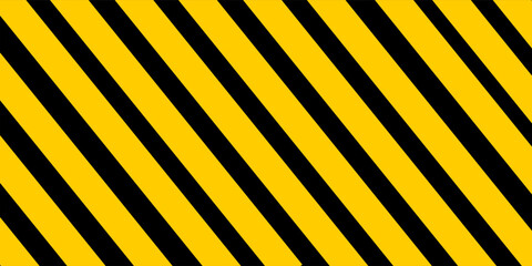 Caution background with slanted black and yellow stripes. Danger, stop or safety print. Hazard, forbidden or warning banner. Warning, restricted or emergency sign. Vector flat illustration.