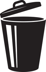 Trash Can Silhouette Vector | Waste Bin Black Vector Art Illustration for Clean Design Concepts