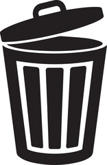 Trash Can Silhouette Vector | Waste Bin Black Vector Art Illustration for Clean Design Concepts