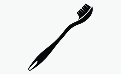 Toothbrush silhouette icon, Brushing teeth vector, Tooth hygiene illustration