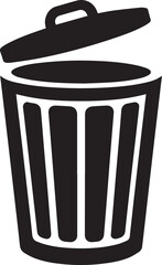 Trash Can Silhouette Vector | Waste Bin Black Vector Art Illustration for Clean Design Concepts