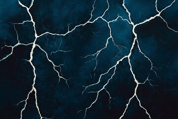 Dramatic white crack network on a dark blue textured surface creating an abstract background design element illustration.