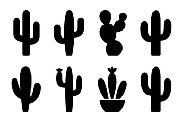Cactus silhouettes desert plant vector collection