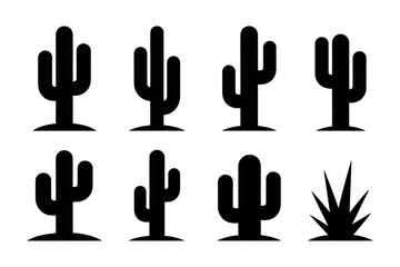 Cactus desert plant silhouette vector illustration