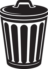 Trash Can Silhouette Vector | Waste Bin Black Vector Art Illustration for Clean Design Concepts
