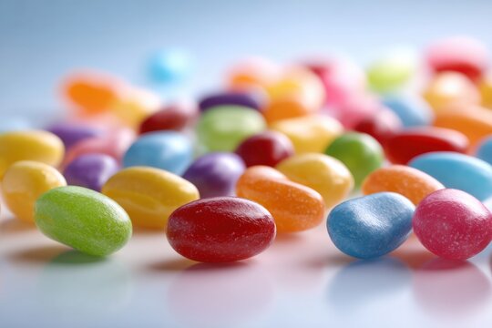 A colorful array of jelly beans, a nostalgic treat evoking childhood memories and sweet sensations, capturing the essence of sugary indulgence and playful joy. - Powered by Adobe