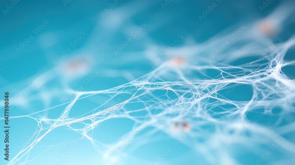 Aufkleber intricate spiderweb design against blue backdrop delicate strands abstract pattern background