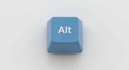 Close-up of a Blue Alt Key on a White Background