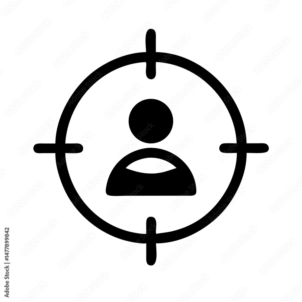 Aufkleber target on person icon representing targeted user and personalization