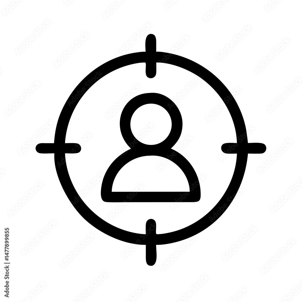 Aufkleber target on person icon representing targeted user and personalization