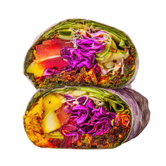 Vibrant Veggie Wrap With Colorful  isolated on a transparent background