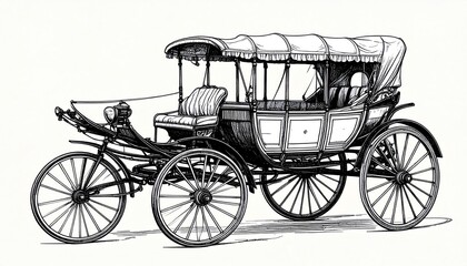 Fototapeta premium Vintage Carriage Illustration Detailed Intricate Sketch of Classic Vehicle