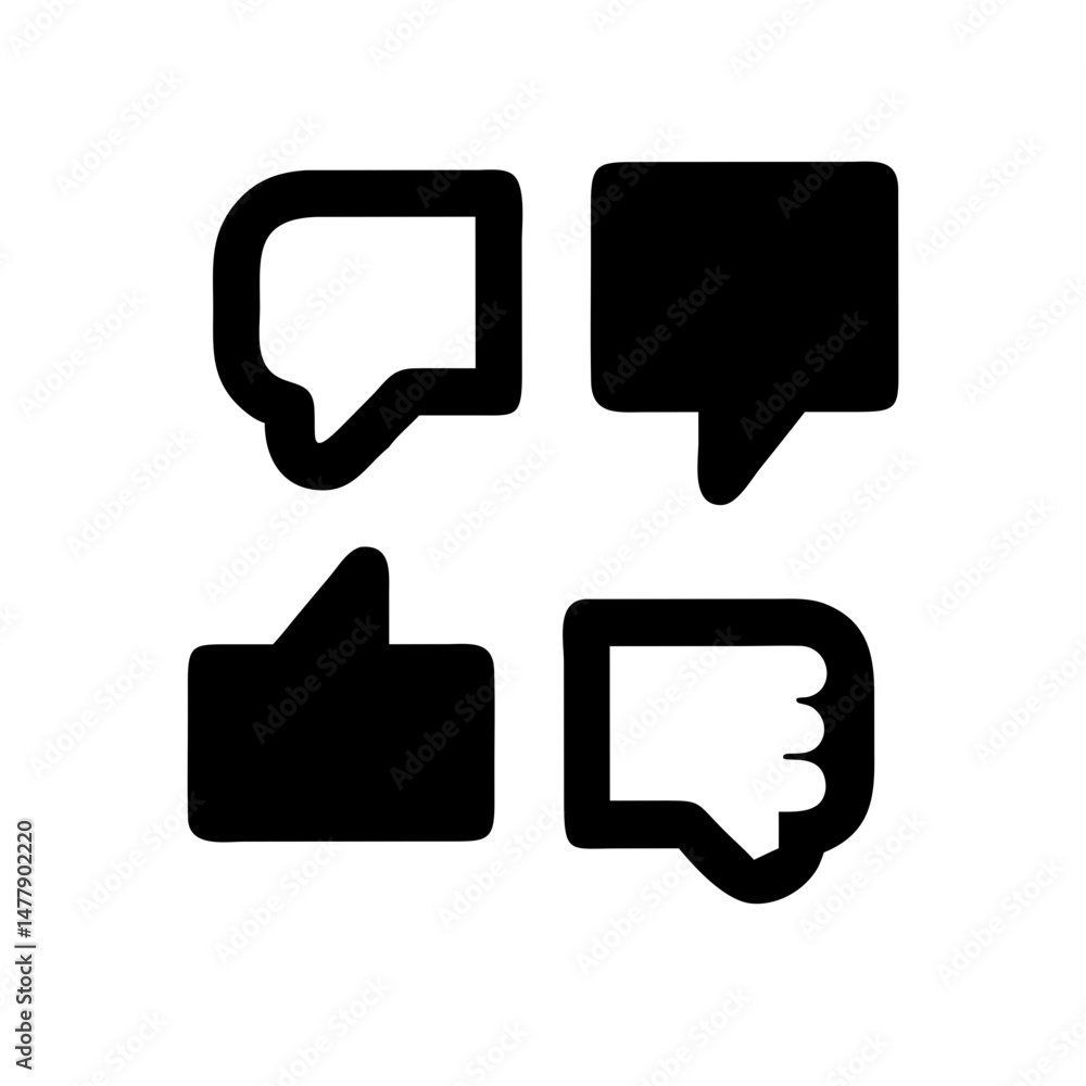 Poster thumbs up and down icon representing feedback and user response