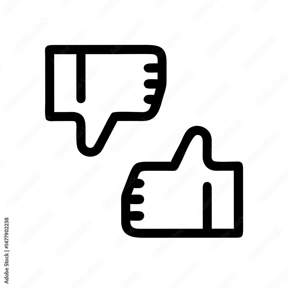 Poster thumbs up and down icon representing feedback and user response