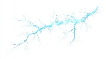 Electric blue lightning bolt illustration with intricate details on a white background representing power, energy, and dynamic movement in abstract art