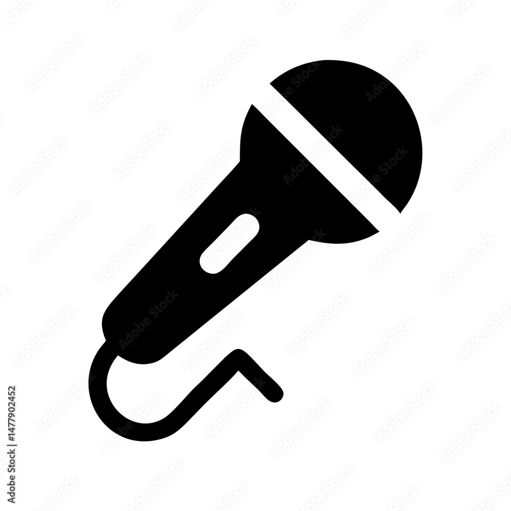 Poster tilted microphone icon representing performance and public speaking