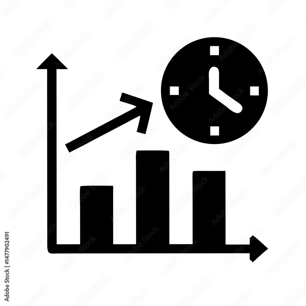 Poster time growth chart icon representing time-based growth and productivity tracking