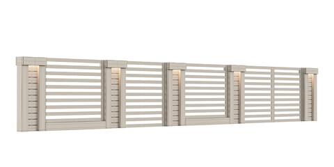 A white fence with four windows