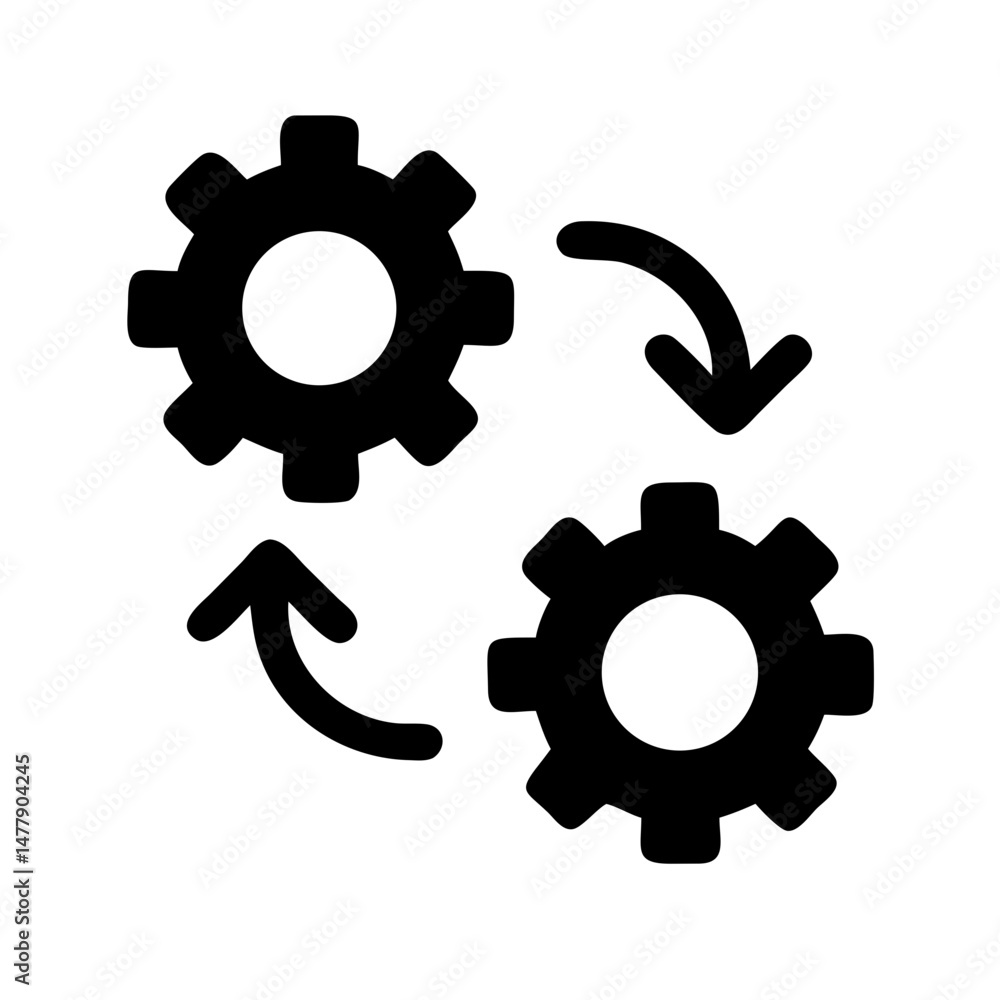 Poster Two Gears with Arrows Icon Representing Process Automation and Workflow Efficiency