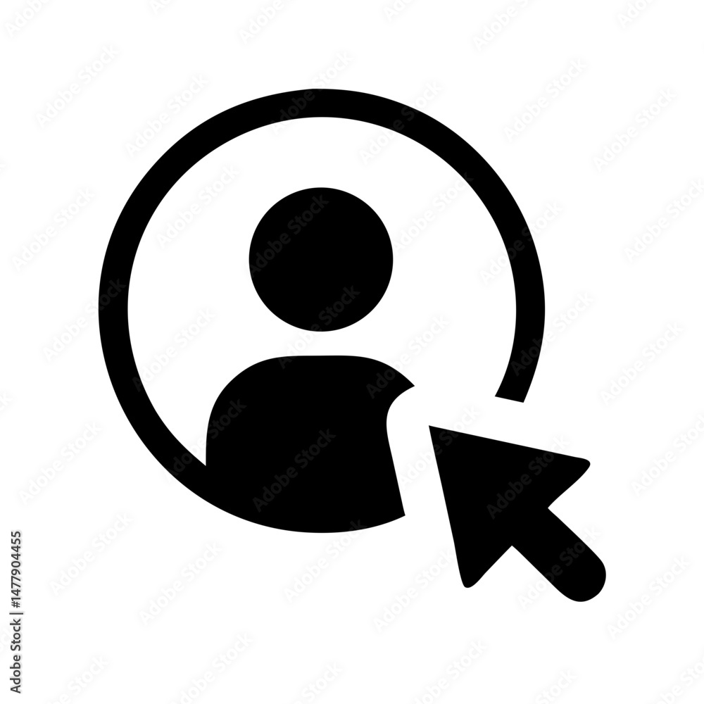 Poster user click or profile select icon representing account interaction or profile selection