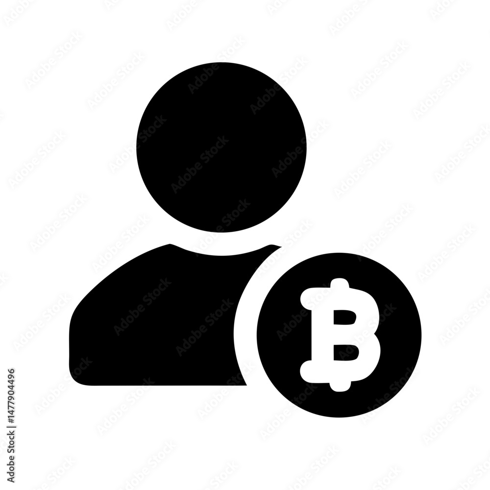 Poster user profile with bitcoin coin icon representing digital currency or cryptocurrency wallet