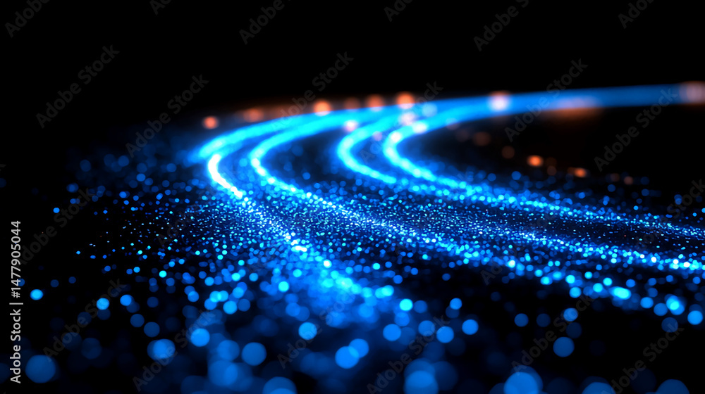 Poster blue light trails abstract background wallpaper technology data stream internet connection network c