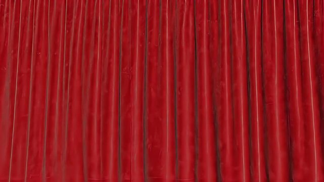 Red curtain opening animation with green screen background, perfect for editing with chroma key.