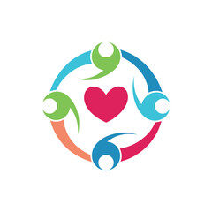 People Circle Holding Heart Logo for Love and Compassion