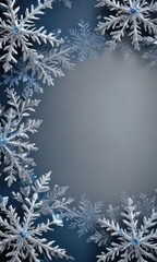 Elegant silver & blue snowflake border  Ideal for winter cards ,  elegant,  abstract