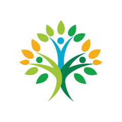 Tree Branch People Logo Symbolizing Family and Growth