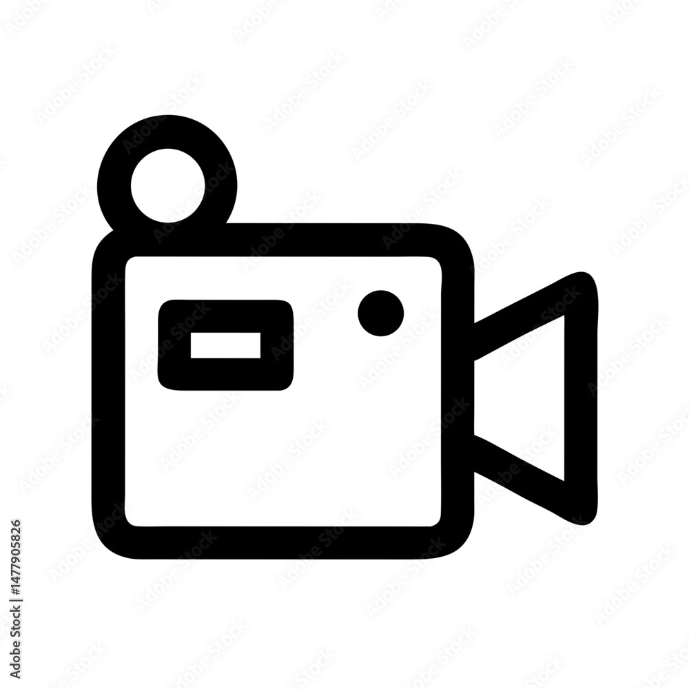 Poster video camera icon representing recording device for media capture