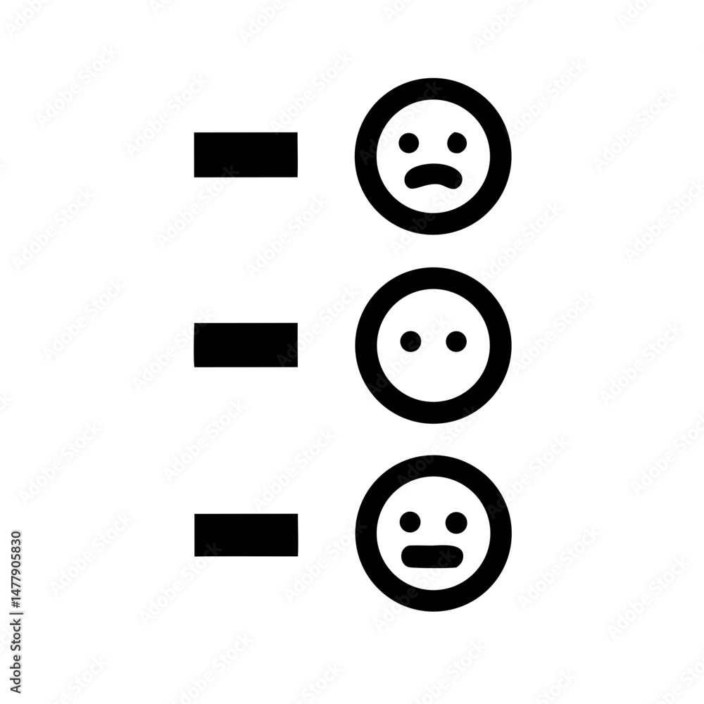 Aufkleber vertical sentiment list with faces icon representing user feedback and emotional ratings