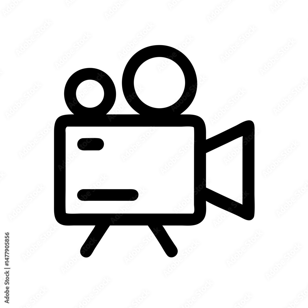 Poster video camera icon representing recording device for media capture