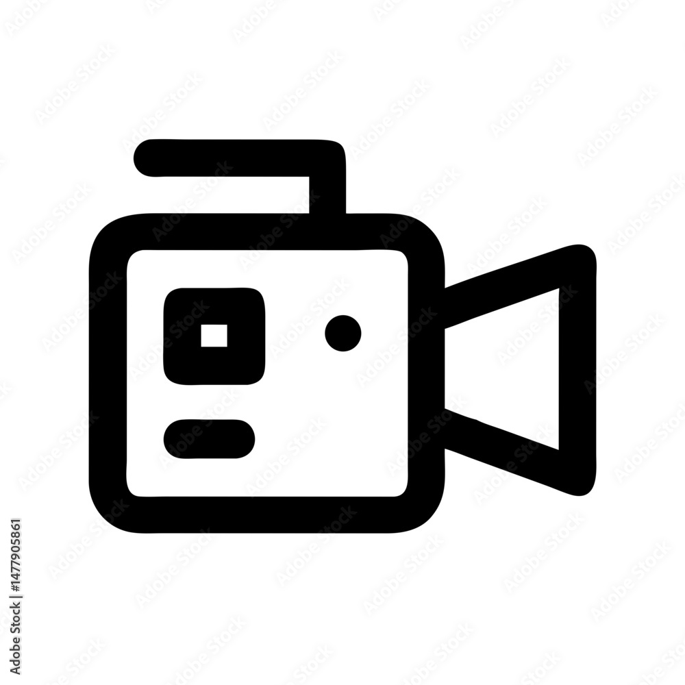 Poster video camera icon representing recording device for media capture