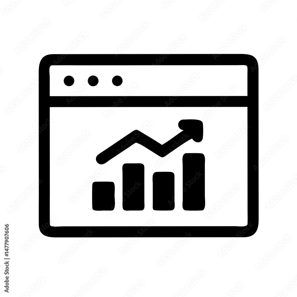 Poster webpage with graph icon representing web analytics and performance metrics